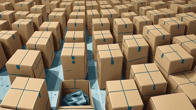 Rows of identical cardboard boxes