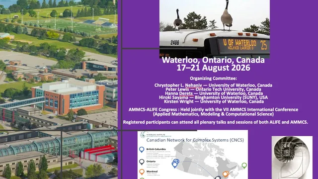 ALIFE 2026 poster: Waterloo, Ontario, 17–21 August 2026